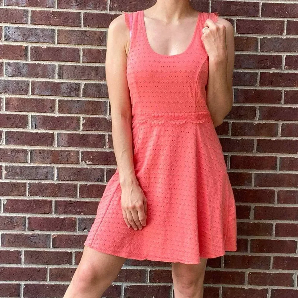 Free People Poppy Mini Dress‎ Womens Size Small Pink Lace Back Sleeveless Lined